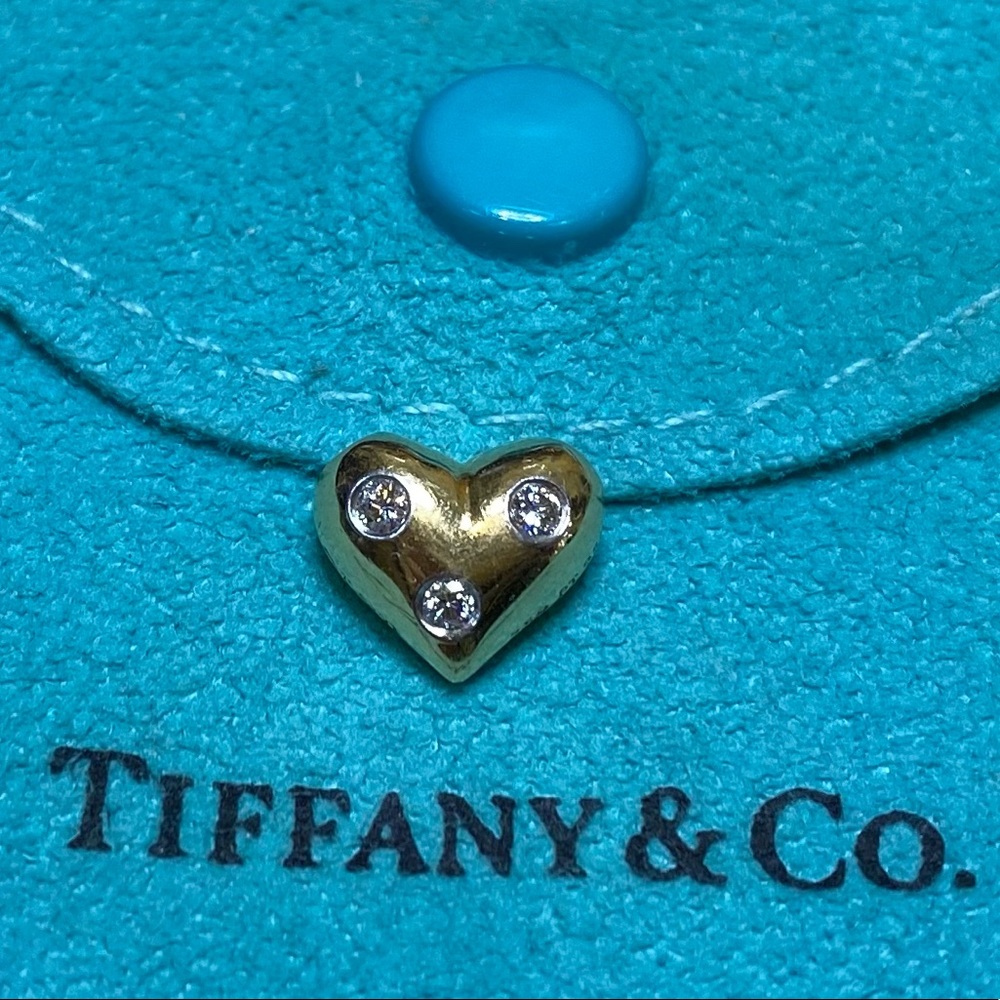 Tiffany & Co. Etoile 18K Gold PT950 Platinum Diamond Heart Slider Pendant